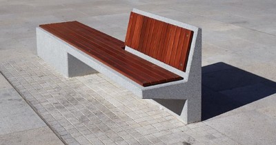Wooden and concrete urban furniture