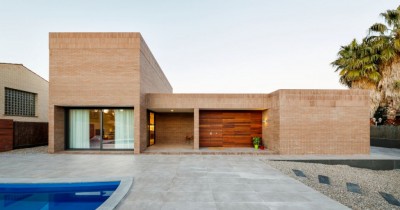 Newly built home with exposed brickwork